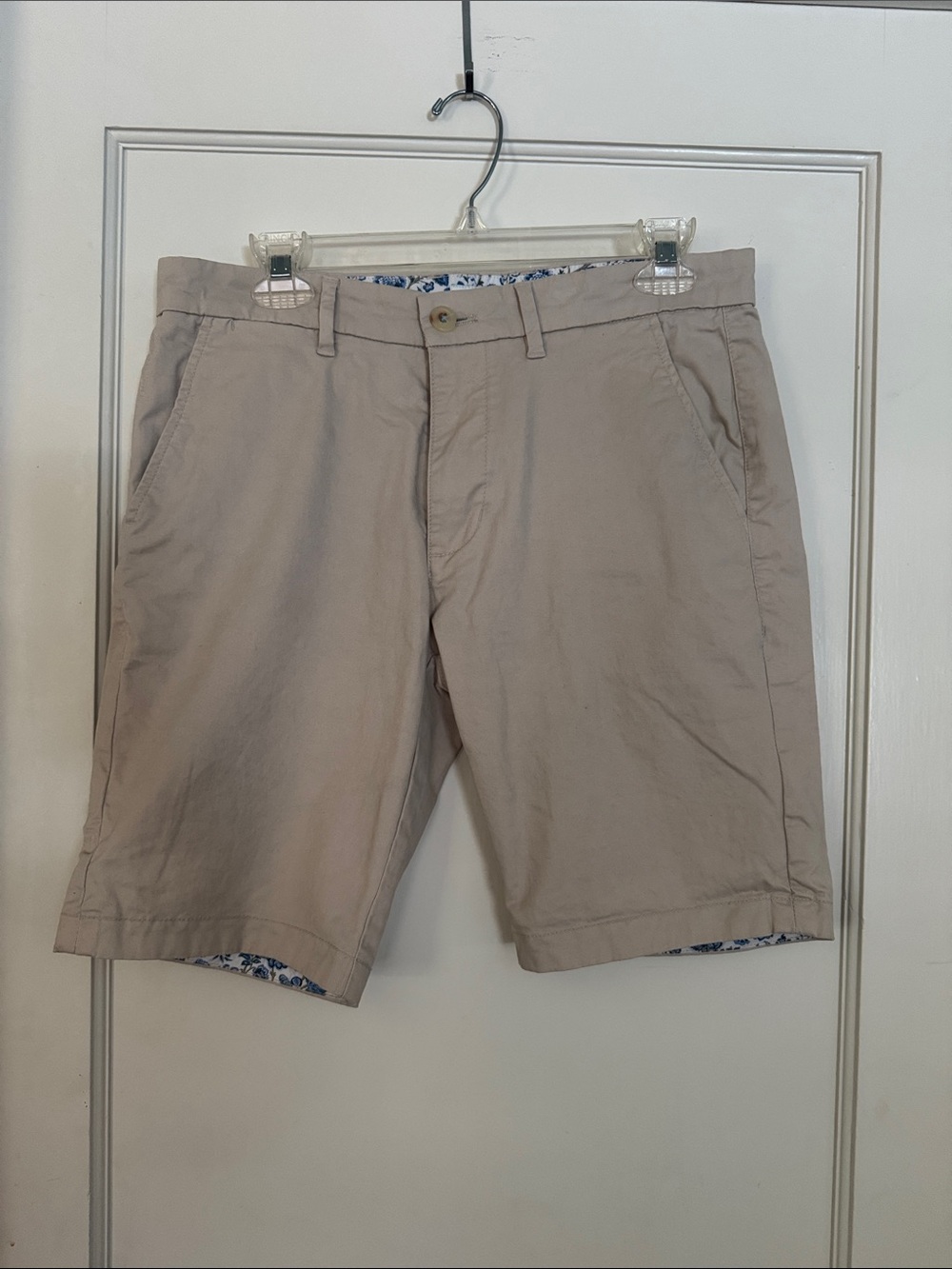 Denim & Flower Men's Beige Flat Front Chino Shorts